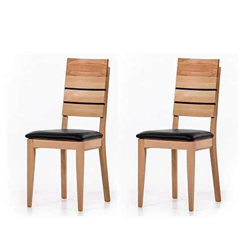 Marque Amazon - Alkove - Hayes - Set de 2 fauteuils en bois massif avec siège tapissé, C-ur de hêtre