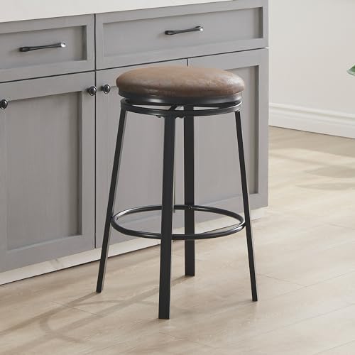 SHOCOKO Swivel Bar Stools Tabouret de comptoir de cuisine avec assise en cuir synthétique et cadre en métal robuste, moderne, pour îlot de cuisine, bar, salle à manger, marron