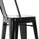 HOMCOM Lot de 4 tabourets de Bar Industriel avec Dossier Hauteur Assise 76,5 cm métal Noir