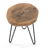 DESIGN DELIGHTS Table Basse en bois massif et métal Ø 34 cm, Hauteur 37 cm