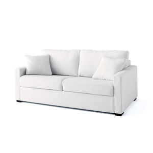 Moment Home Canapé 3 Places Convertible, Grand Confort, Déhoussable, Made in France, Bouclette Blanc écru, Couchage 140 Express Quotidien, Adam