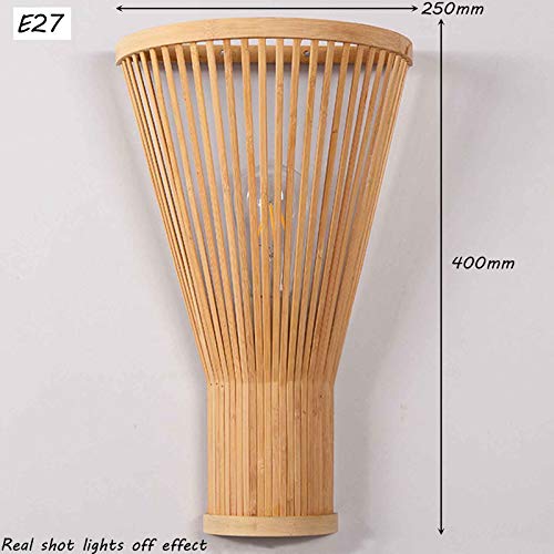 Applique Murale Bambou Rotin Vintage E27 - Lampe Murale Boho Naturelle Intérieur Salon Chambre