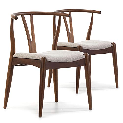 VS Venta-stock Pack 2 chaises Rustic, Couleur Noyer, Bois Massif, 55 cm (Longueur) 54,5 cm (Profondeur) 76 cm (Hauteur)