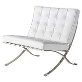 Fauteuil de salon classique - Pliable - En cuir véritable - Avec cadre en acier inoxydable - Pour chambre à coucher, salon, salle de lecture (blanc, chaise simple)