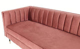 Menzzo Djulian Canapé en Velours, Bois, Rose, L184 x P75 x H72 cm