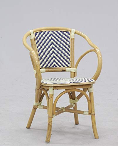 AubryGaspard Chaise bistrot en rotin Assise PVC Bleu AubryGaspard Chaise bistrot en rotin Assise PVC Bleu