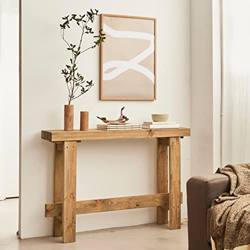 HANNUN - Table Console Zinek | Console Meuble d HANNUN - Table Console Zinek | Console Meuble d'entrée 120 x 85 Cm | Design Rustique | Table d'Appoint en Bois Massif d'Épicéa Recyclé Durable | Bout de Canapé pour l'Entrée Couloir Chambre Salon