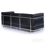 Kardiel Le Corbusier Style LC2 Canapé 3 places en cuir aniline Noir