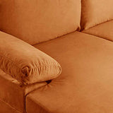 BHDesign Amanda XL - Canapé d'angle PANORAMIQUE Xtra Large - Moderne - Velours - Coloris Orange