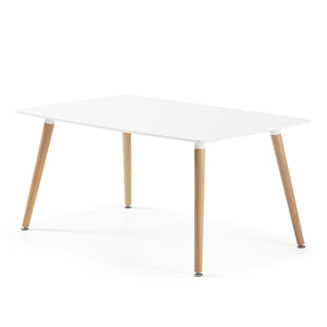 Designetsamaison Table à Manger rectangulaire scandinave Blanche 120cm - Brevik