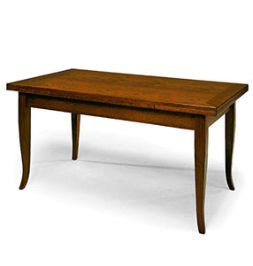 Table Extensible comportant 2 rallonges de 40 cm, Style Classique, en Bois Massif et MDF avec Finition Noyer Brillant - Dim. 180 x 90 x 78