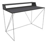 Walter Bureau Design Industriel Laqué Noir Métal et MDF avec Etagère 120 x 63 x 89-75  cm