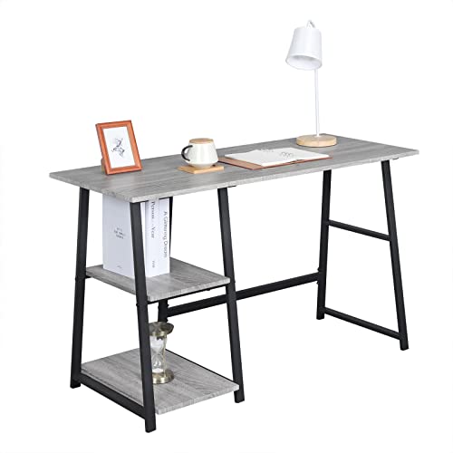 WOLTU® TSG25gr Bureau d WOLTU® TSG25gr Bureau d'ordinateur avec 2 étagères,Table de Bureau Table de Travail en aggloméré et Acier, 120x50x73cm (LxPxH)
