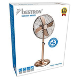 Bestron Ventilateur Sur Pied avec Trois Niveaux de Vitesse, Ventilateur avec Fonction Oscillation à 90° & Hauteur Réglable Jusqu'à 127 Cm, Ø 45 Cm, 50 Watts, Dfs45Sco, Couleur: Cuivre