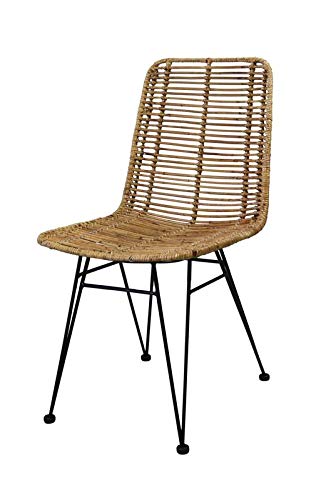 animal-design MAGY Chaise en rotin moderne tressée pour salle à manger, salon, marron clair, couleur : marron clair