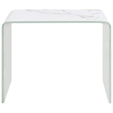 Tidyard Table Basse en Verre Trempé avec Un Aspect de Marbre Unique Style Moderne Blanc 50 x 50 x 45 cm