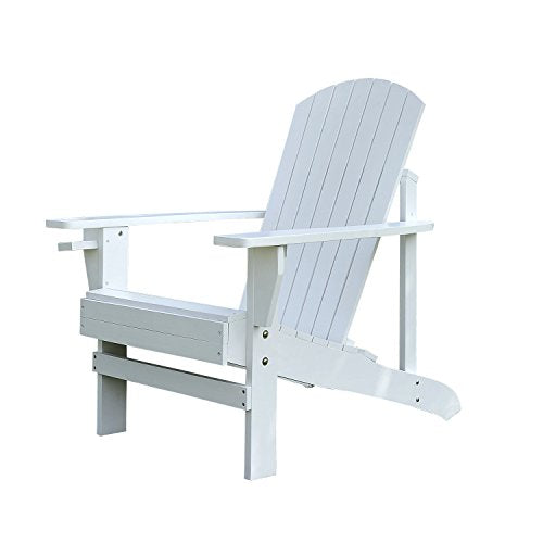 Outsunny Fauteuil de Jardin Adirondack Chaise Longue inclinable en Bois 97L x 73l x 93H cm Blanc