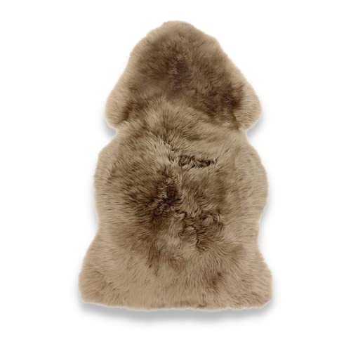 Jeté de lit en peau de mouton mérinos naturel 100 x 60 cm (cappuccino)