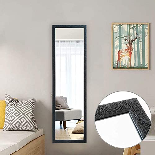 AUFHELLEN Miroir Mural sur Pied 120x30 cm HD Miroir avec Cadre avec Crochet pour Salon, Chambre ou Dressing (Noir)