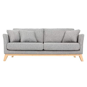 Canapé scandinave 3 Places Gris Clair déhoussable Pieds Bois Oslo