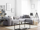 Canapé d'Angle en Tissu Gris Clair Moelleux et Confortable pour Salon au Style Moderne et Minimaliste Beliani