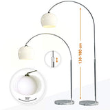 CCLIFE Lampe Lampadaire à arc salon courbée, Lampe arceau moderne en chrome Lampadaire sur pied marbre, Couleur: Blanc, réglable en hauteur 130-180cm