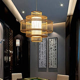 Lustre Bambou Tissé Lustre Lampe Restaurant Boutique Café Bar Tea Room Lampe Bamboo Chandelier E27 (50 * 50cm)