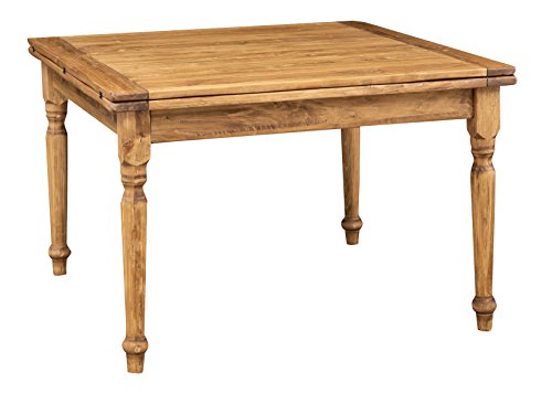 Biscottini Table Extensible à Livre en Bois Massif de Tilleul - Style Country - Structure et Plan Naturel L 120 x P 120 x H 80 cm Biscottini Table Extensible à Livre en Bois Massif de Tilleul - Style Country - Structure et Plan Naturel L 120 x P 120 x H 80 cm