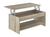 Marque Amazon - Movian - Table basse avec plateau relevable et petite étagère Aggol Modern, 50 x 100 x 44, Effet Chêne