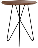 Marque Amazon - Rivet - Table d'appoint hexagonale en noyer et métal noir, 50 x 40 x 46 cm