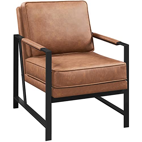 Yaheetech Fauteuil de Salon Confortable Cadre Métal Fauteuil de Chaise pour Salon Chambre Salle de Séjour Bureau Intérieur Marron Clair Yaheetech Fauteuil de Salon Confortable Cadre Métal Fauteuil de Chaise pour Salon Chambre Salle de Séjour Bureau Intérieur Marron Clair