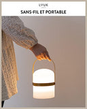 LUUK LIFESTYLE Lampe LED portable design scandinave, lanterne sans fil, lampe de table, luminosité réglable, USB, terrasse, intérieur et extérieur jardin, étanche IP 44, rechargeable, anse curry