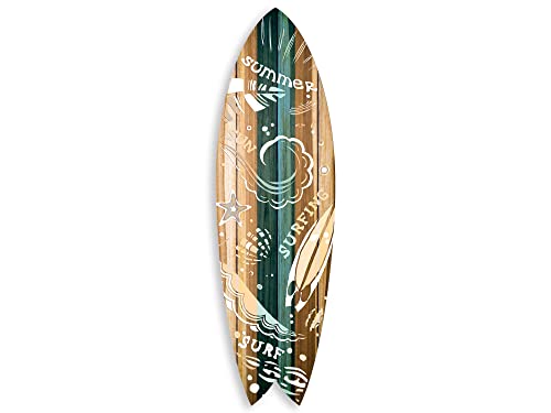 DECLINA, Décoration murale, planche de surf, déco surf, impression sur aluminium, Planche de surf décorative Summer Surfing, 100x30 cm DECLINA, Décoration murale, planche de surf, déco surf, impression sur aluminium, Planche de surf décorative Summer Surfing, 100x30 cm