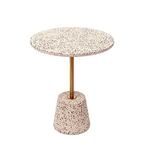 LINCYS Table d'appoint Table d'appoint Basse marbre Naturel Minimaliste Terrazzo Rond Salon Plateau Rond Table Tables d'appoint Salon pour Manger Petite Table