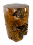 FaHome Tabouret rond en bois de teck - Environ 40 cm - Pour plantes - Table d'appoint - Décoration - Bois massif