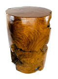 FaHome Tabouret rond en bois de teck - Environ 40 cm - Pour plantes - Table d'appoint - Décoration - Bois massif
