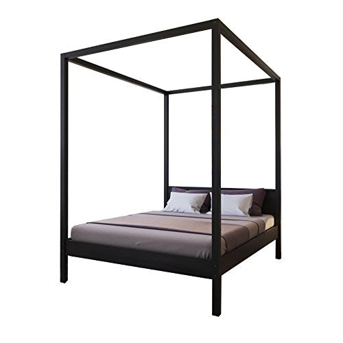 Weber Romance Lit à baldaquin, Bois, Noir, 140 x 190 cm