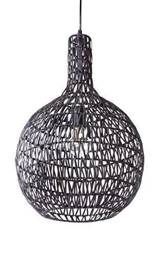 Luminaire Rodia,suspension rotin, 60 W, noir, ø 33 x H 54 cm