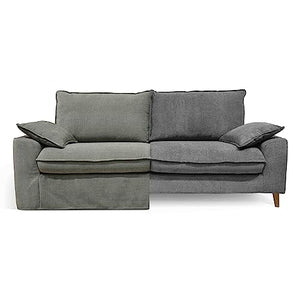 Oviala Canapé Tissu Vert Gris avec Une Housse supplémentaire Tissu Gris Clair