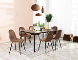 Homy Casa - Lot de 4 chaises - Style vintage et design scandinave - En faux daim - Idéales pour cuisine - Marron