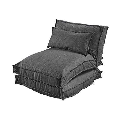 SAMPUR Chauffeuse modulable d'intérieur Le caméléon | Fauteuil évolutif et Convertible | Multiples Coloris au Choix | Dessous Anti-dérapant | Adaptable sur Tous Supports | Tissu Gris foncé