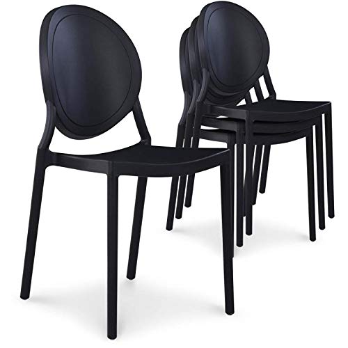 Paris Prix - Lot De 4 Chaises Médaillon ovaly 85cm Noir