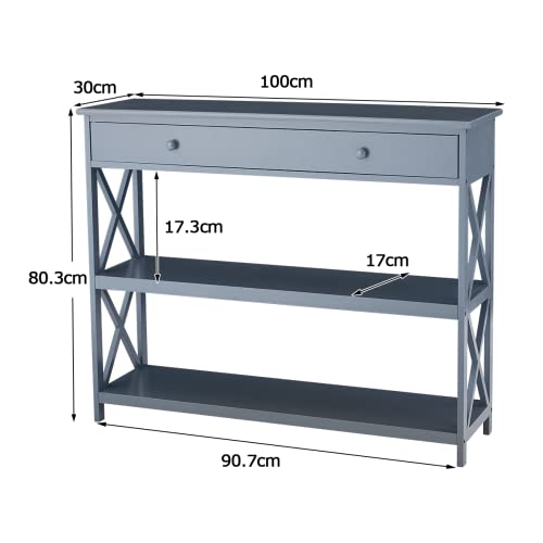 Wohnling Table console décor chêne/noir 120x39x755 cm buffet design couloir table de rangement étroite table de couloir avec pieds en métal WL6.570 acheter à bas prix