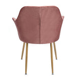 DORAFAIR Chaises pour Salle à Manger Confort en Velours Design Rétro Chaise scandinave, Fauteuil rembourré pour Salle à Manger avec Pattes en Métal en Finition Spray Gold,Rose