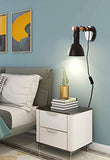 Applique murale industrie du bois rétro vintage lampe noire avec prise EU et interrupteur, y compris ampoule LED 5W E27