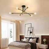 DAXGD Plafonnier Industriel, Lampe de plafond, Lustre industriel E27, 6-Luminaire suspension pour Chambre à coucher Salon (ampoule non incluse)