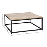 MEUBLE COSY Table Basse Salon Moderne Structure en Métal Meuble de Rangement Design, Chêne, 80x80x34cm