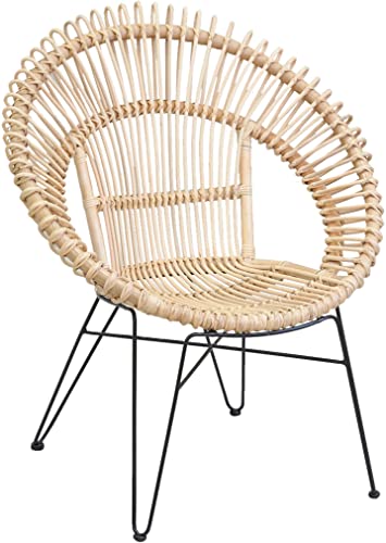 AUBRY GASPARD Fauteuil Soleil en rotin Naturel et métal