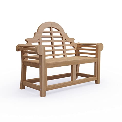 KMH Banc de jardin moderne de la série Marlborough - Assise de 110 cm - Banc de jardin massif et résistant aux intempéries avec repose-pieds - En teck solide - Banc de jardin avec dossier