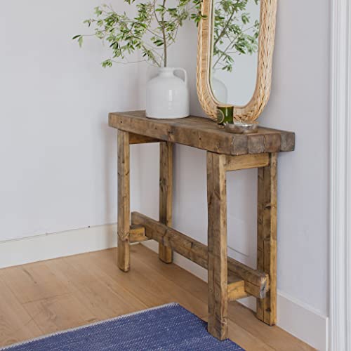 HANNUN - Table Console Zinek | Console Meuble d HANNUN - Table Console Zinek | Console Meuble d'entrée 120 x 85 Cm | Design Rustique | Table d'Appoint en Bois Massif d'Épicéa Recyclé Durable | Bout de Canapé pour l'Entrée Couloir Chambre Salon
